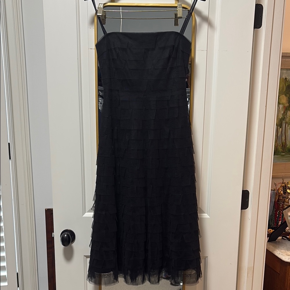 Black Strapless layered tulle Dress